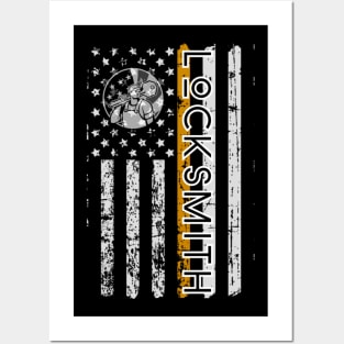 Locksmith Patriotic Weathered US Flag Posters and Art